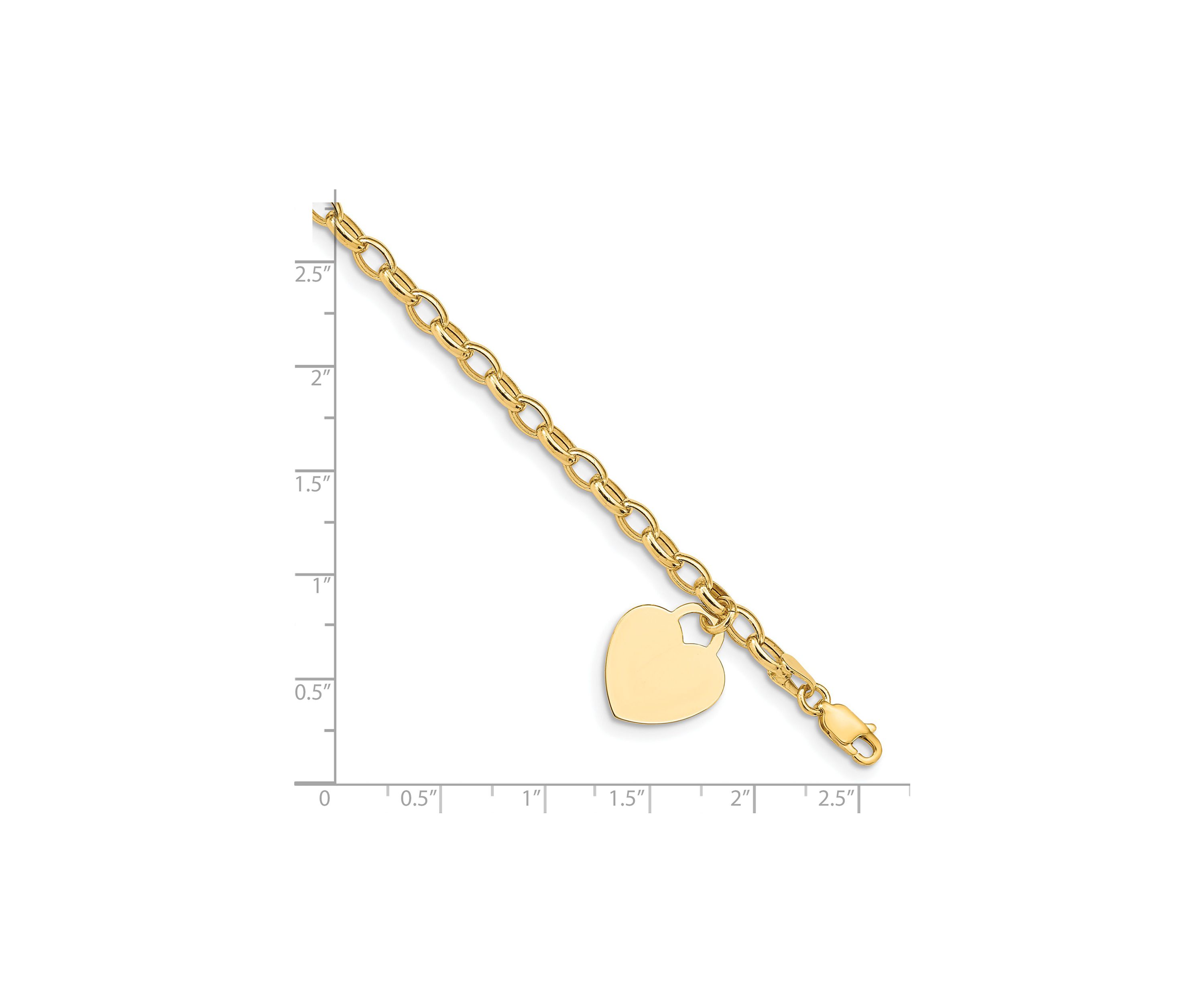 14K Yellow Gold Heart Charm Bracelet