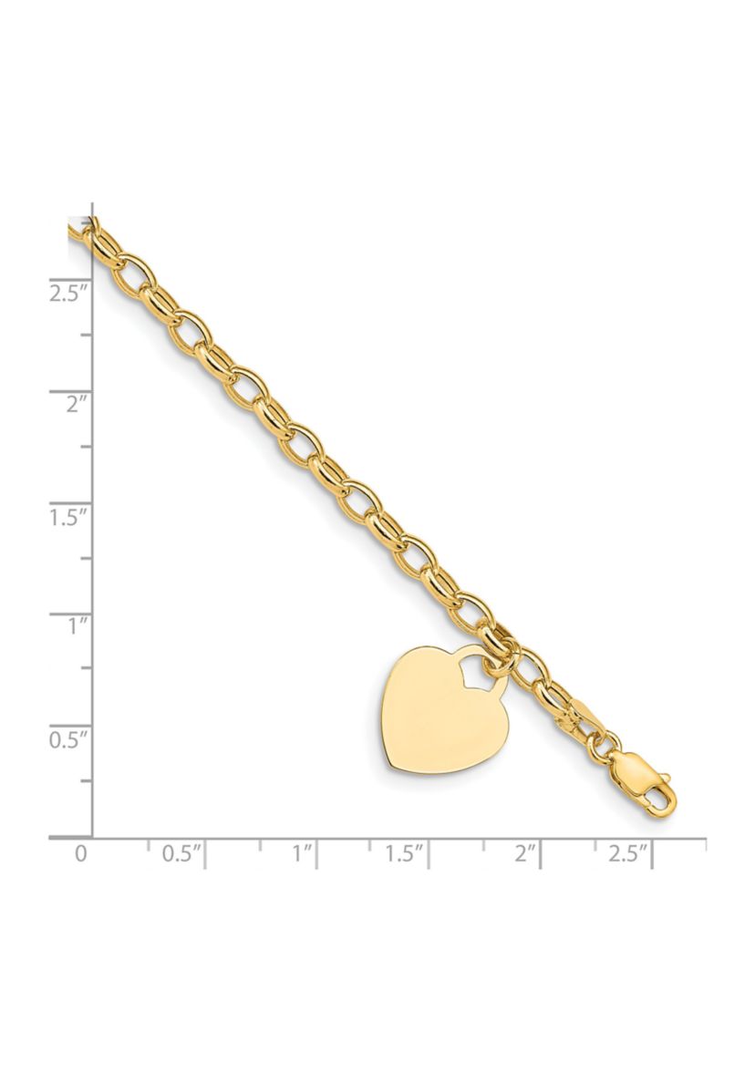 14K Yellow Gold Heart Charm Bracelet