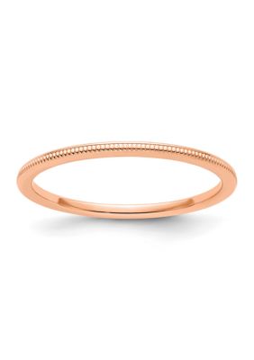 14K Gold 1.2mm Milgrain Stackable Band