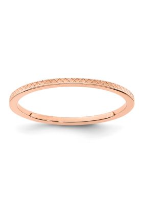 14K Gold 1.2mm Criss-Cross Pattern Stackable Band