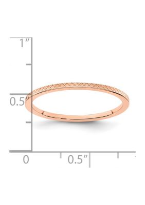 14K Gold 1.2mm Criss-Cross Pattern Stackable Band