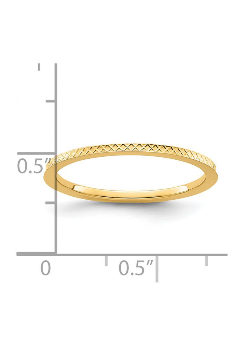 14K Gold 1.2mm Criss-Cross Pattern Stackable Band