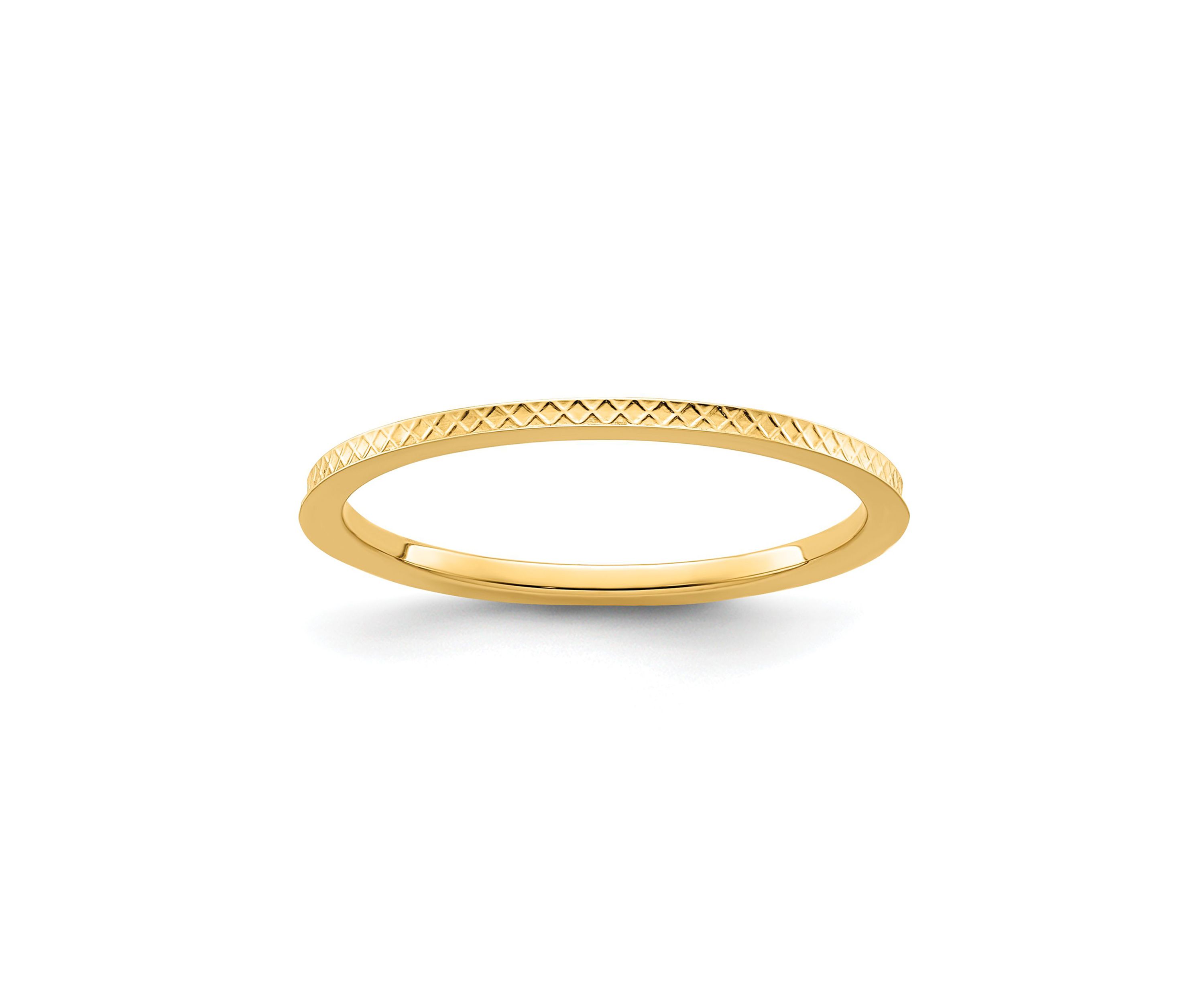 14K Gold 1.2mm Criss-Cross Pattern Stackable Band