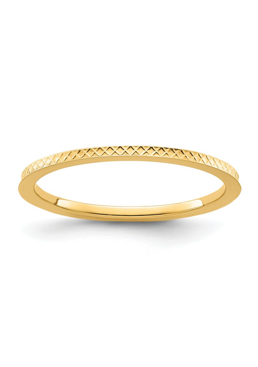 14K Gold 1.2mm Criss-Cross Pattern Stackable Band