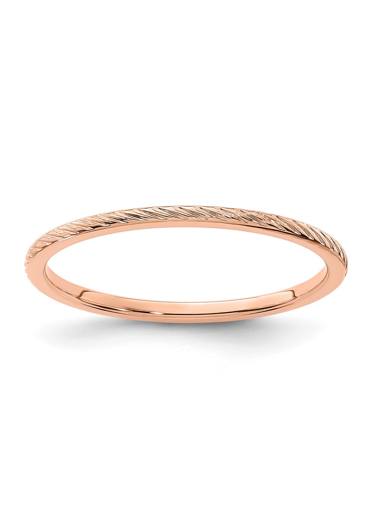 14K Gold 1.2mm Twisted Wire Pattern Stackable Band