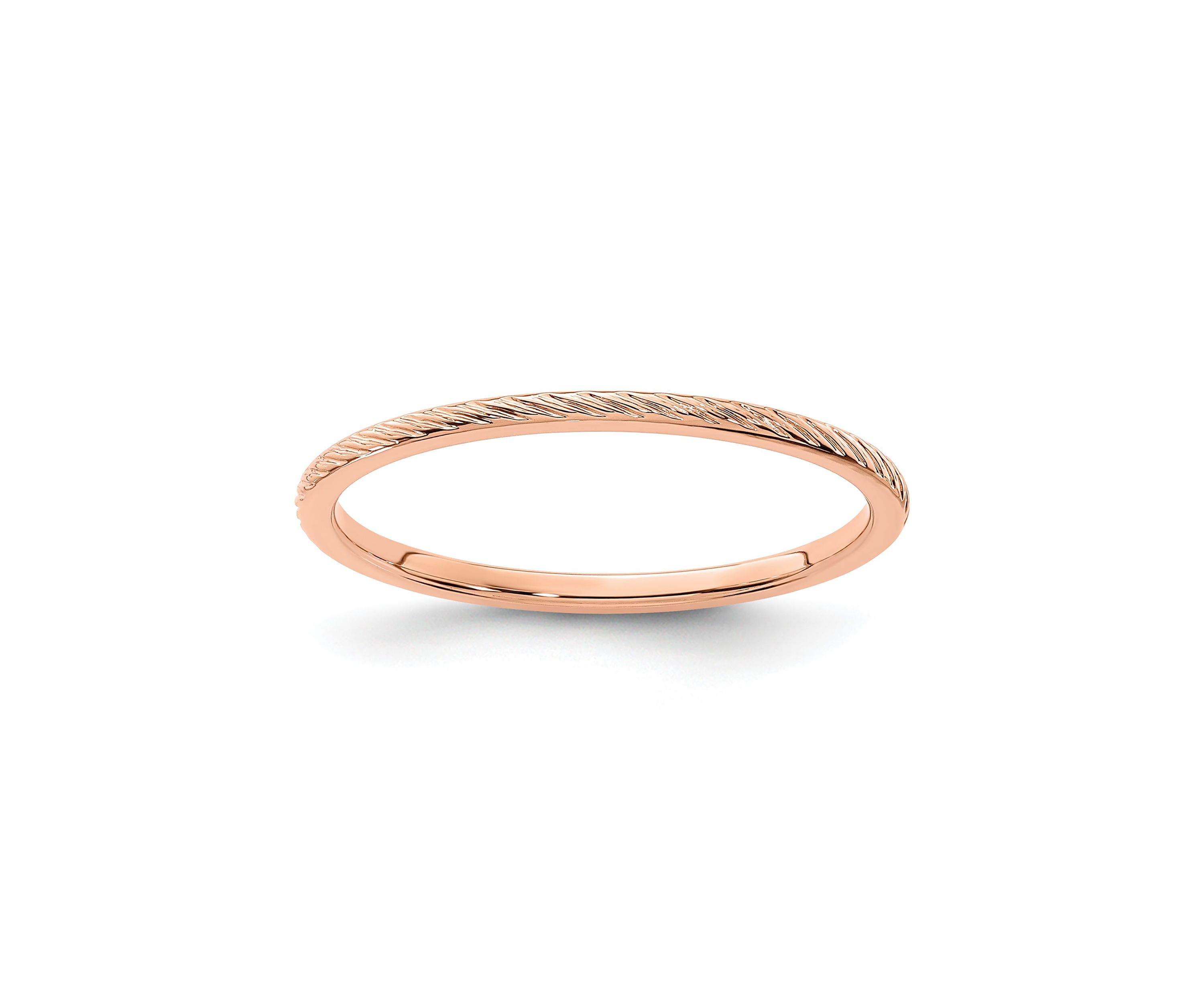 14K Gold 1.2mm Twisted Wire Pattern Stackable Band