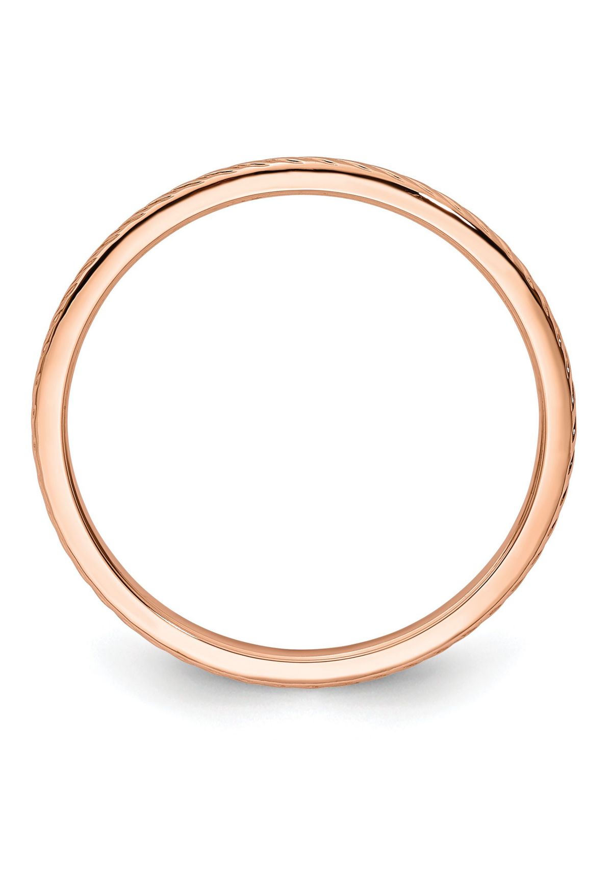 14K Gold 1.2mm Twisted Wire Pattern Stackable Band