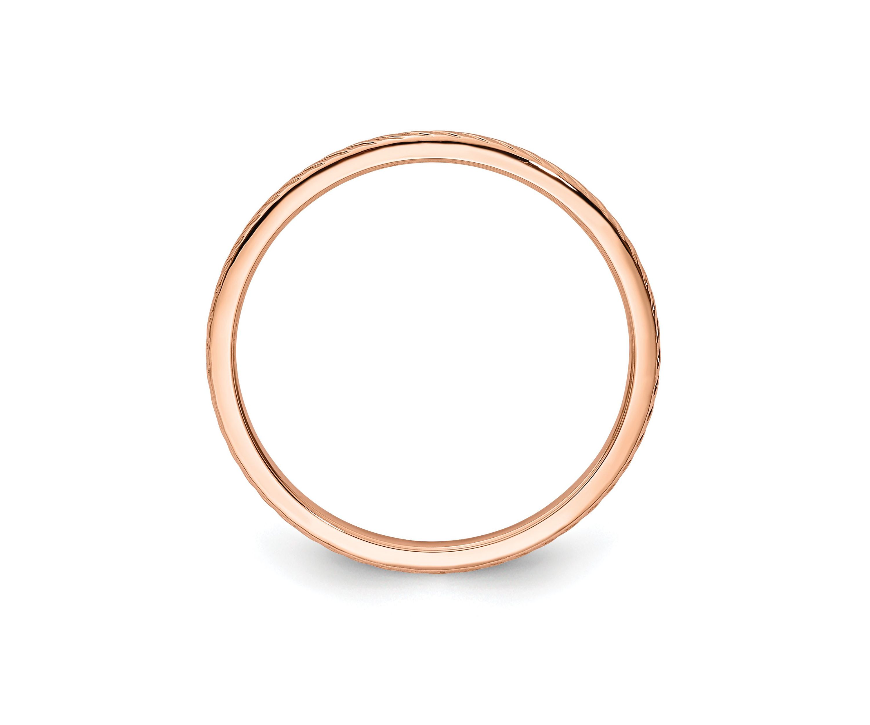 14K Gold 1.2mm Twisted Wire Pattern Stackable Band
