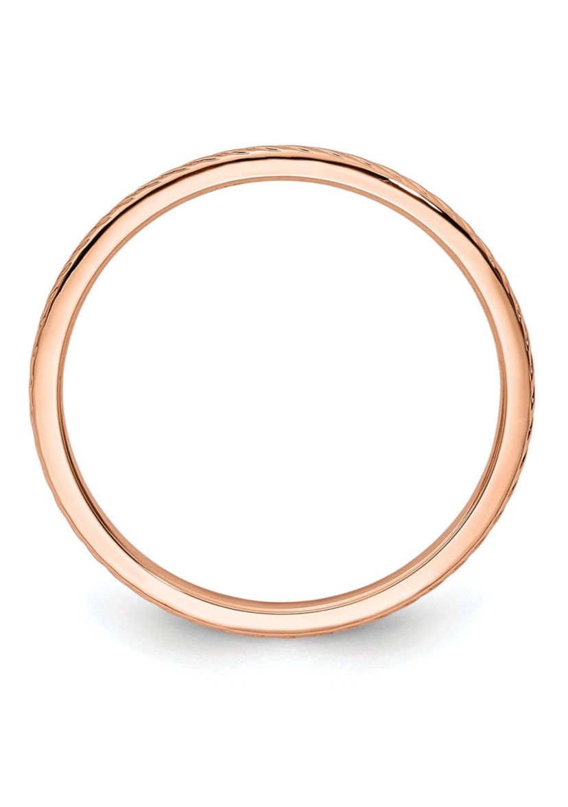 14K Gold 1.2mm Twisted Wire Pattern Stackable Band