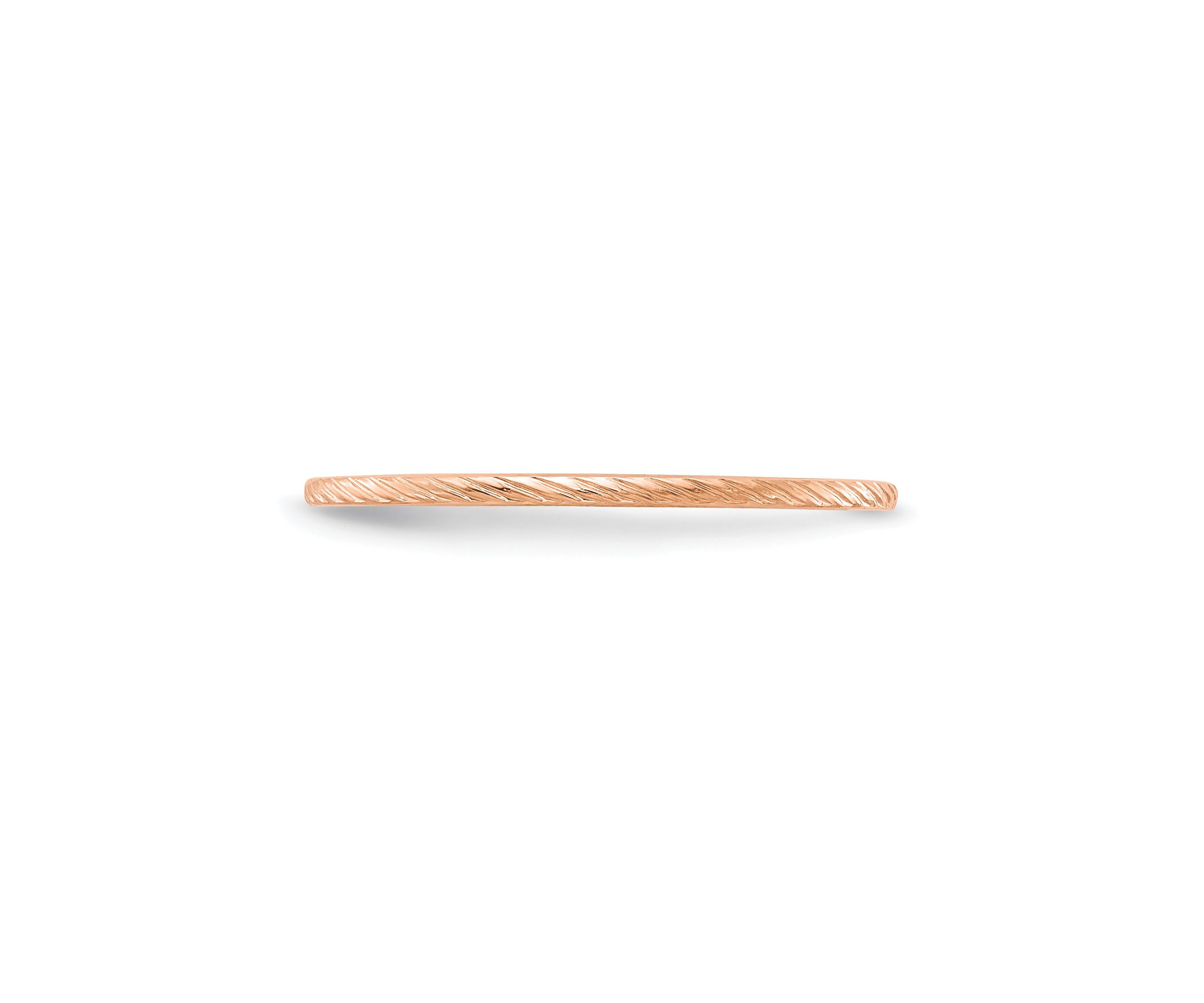 14K Gold 1.2mm Twisted Wire Pattern Stackable Band
