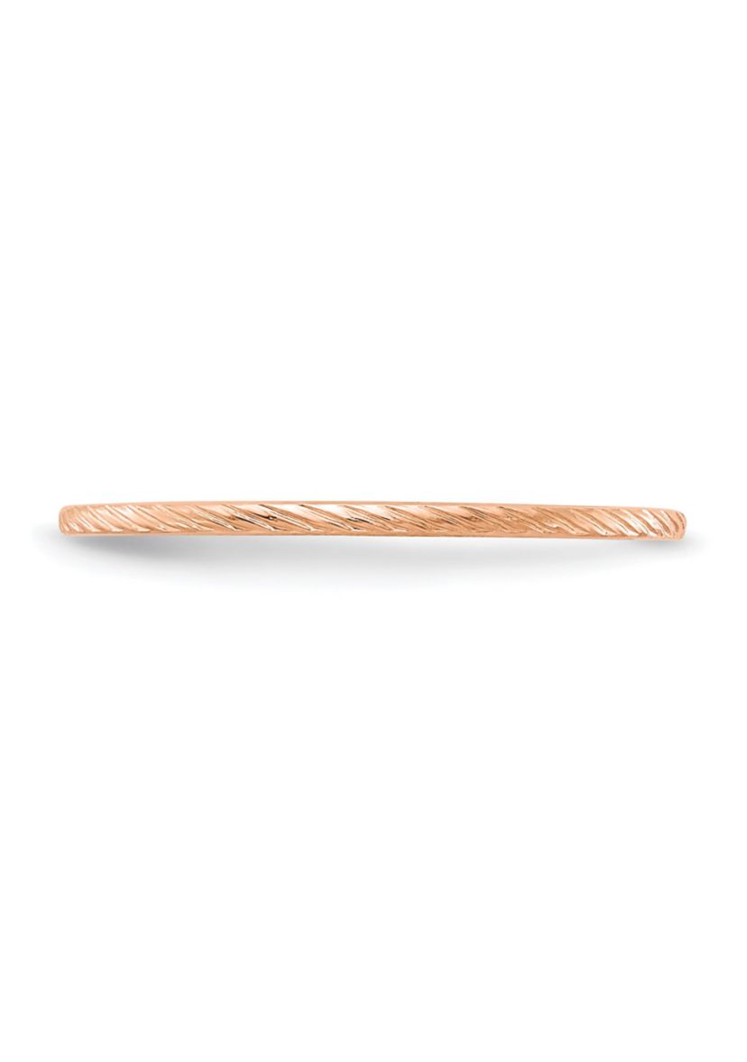 14K Gold 1.2mm Twisted Wire Pattern Stackable Band