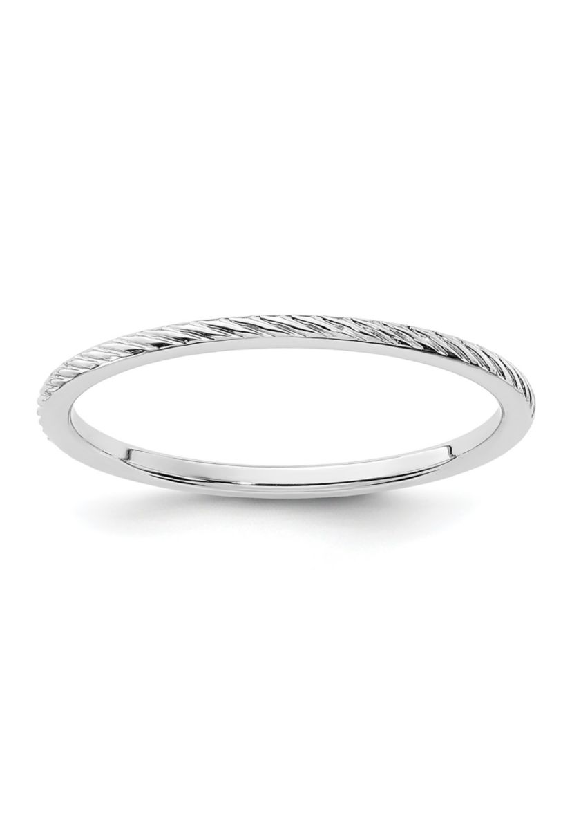 14K Gold 1.2mm Twisted Wire Pattern Stackable Band