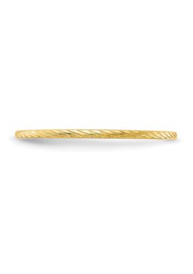 14K Gold 1.2mm Twisted Wire Pattern Stackable Band