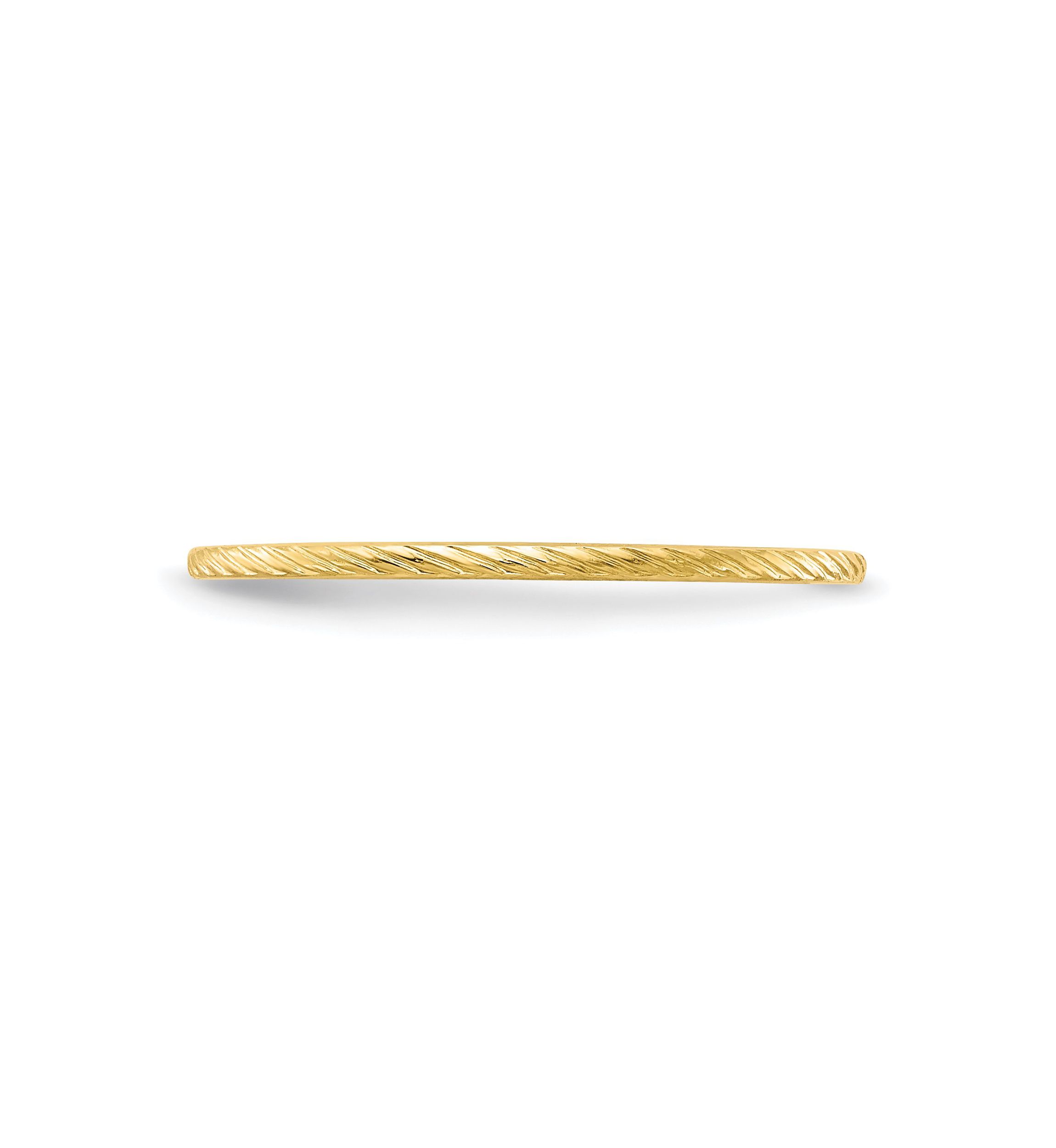 14K Gold 1.2mm Twisted Wire Pattern Stackable Band