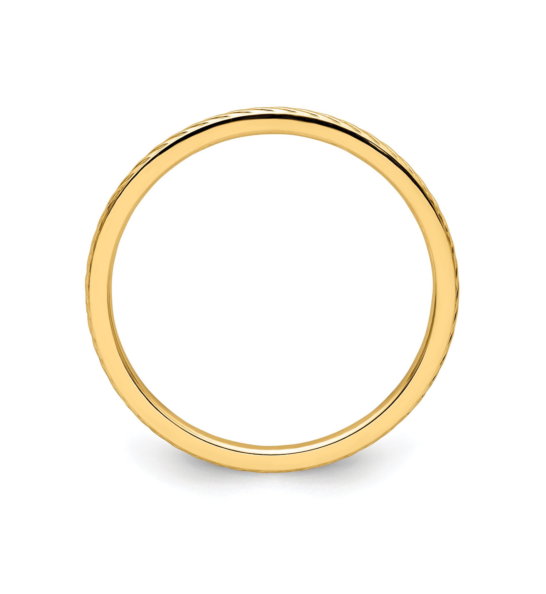 14K Gold 1.2mm Twisted Wire Pattern Stackable Band