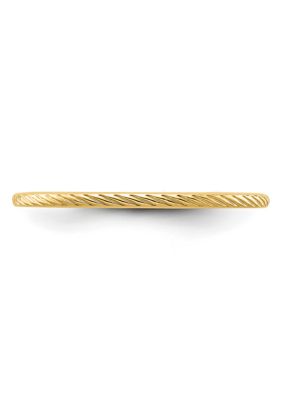 14K Gold 1.2mm Twisted Wire Pattern Stackable Band