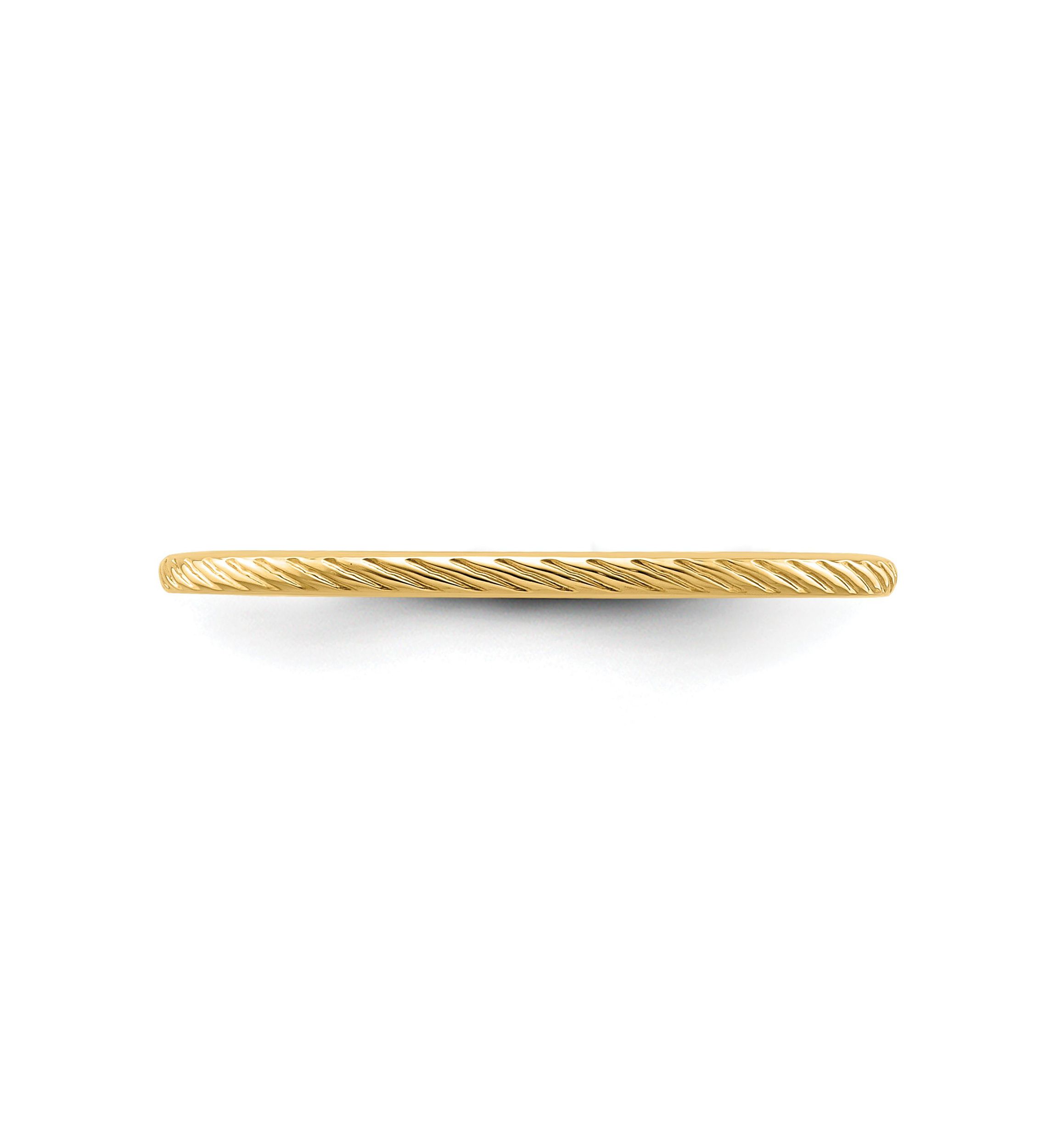 14K Gold 1.2mm Twisted Wire Pattern Stackable Band