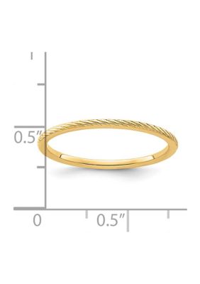 14K Gold 1.2mm Twisted Wire Pattern Stackable Band