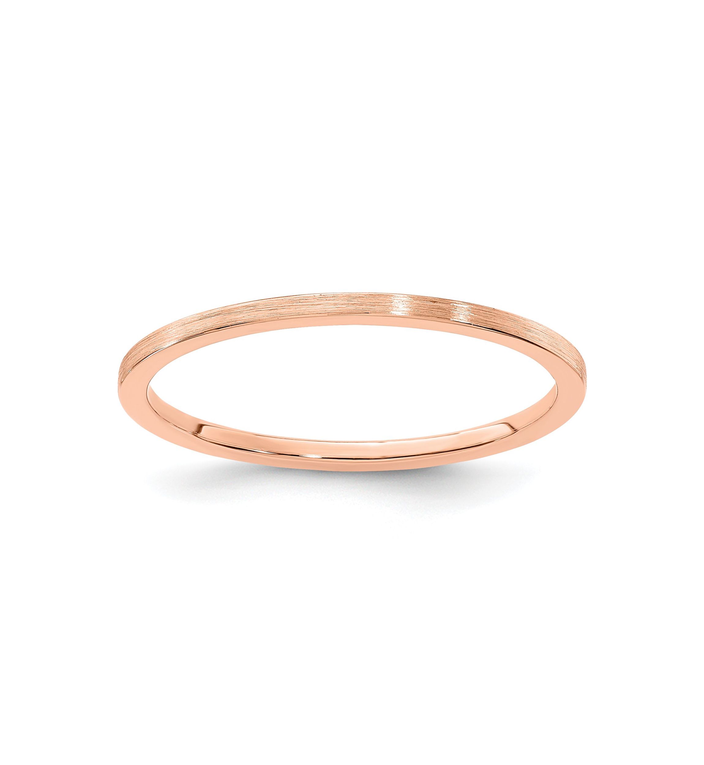 14K Gold 1.2mm Flat Satin Stackable Band