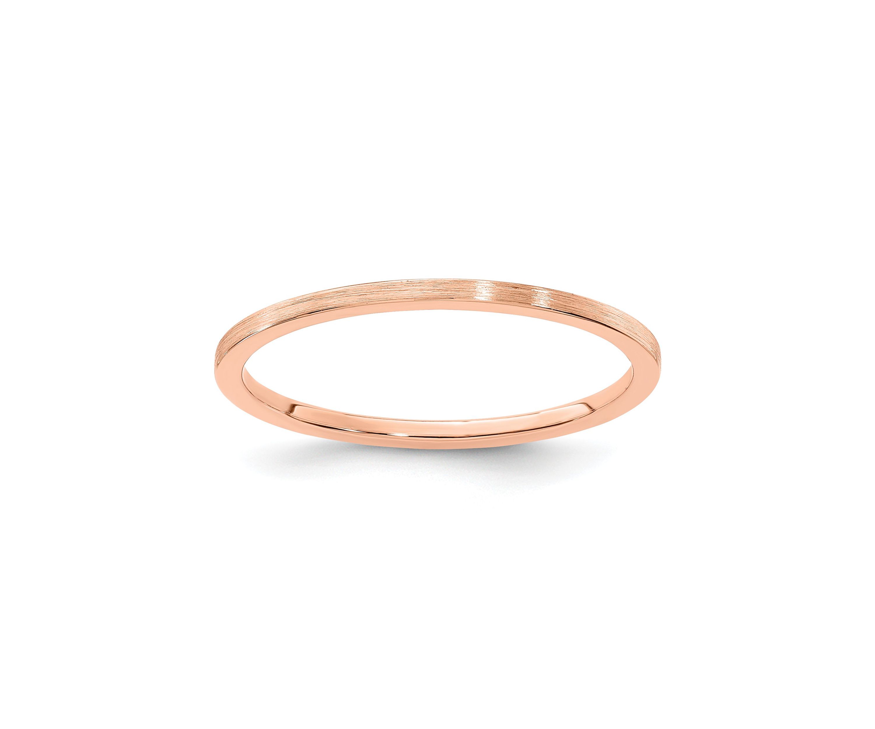 14K Gold 1.2mm Flat Satin Stackable Band