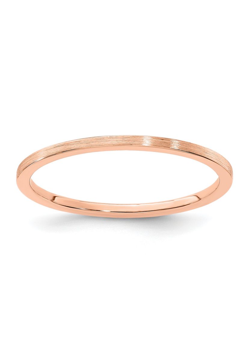 14K Gold 1.2mm Flat Satin Stackable Band