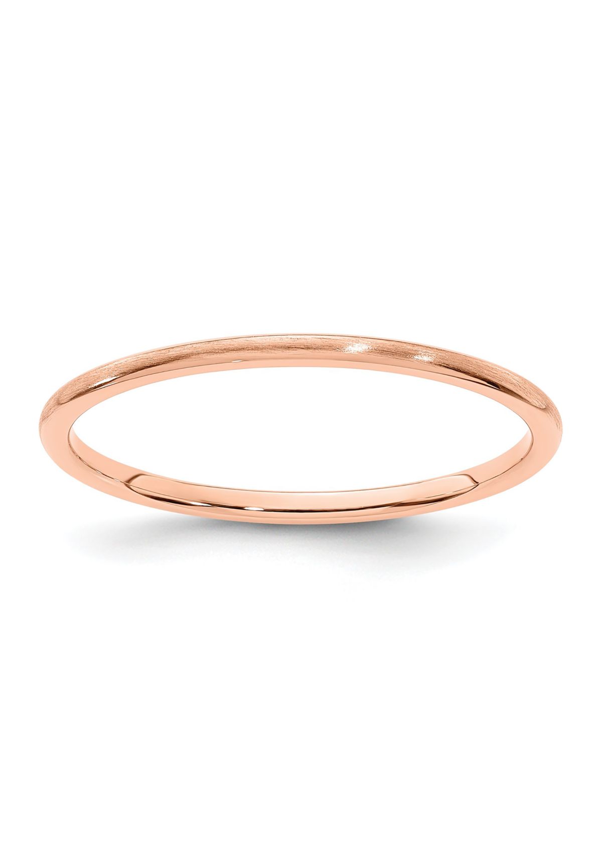 14K Gold 1.2mm Half Round Satin Stackable Band