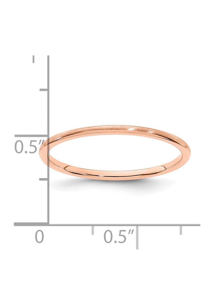 14K Gold 1.2mm Half Round Satin Stackable Band