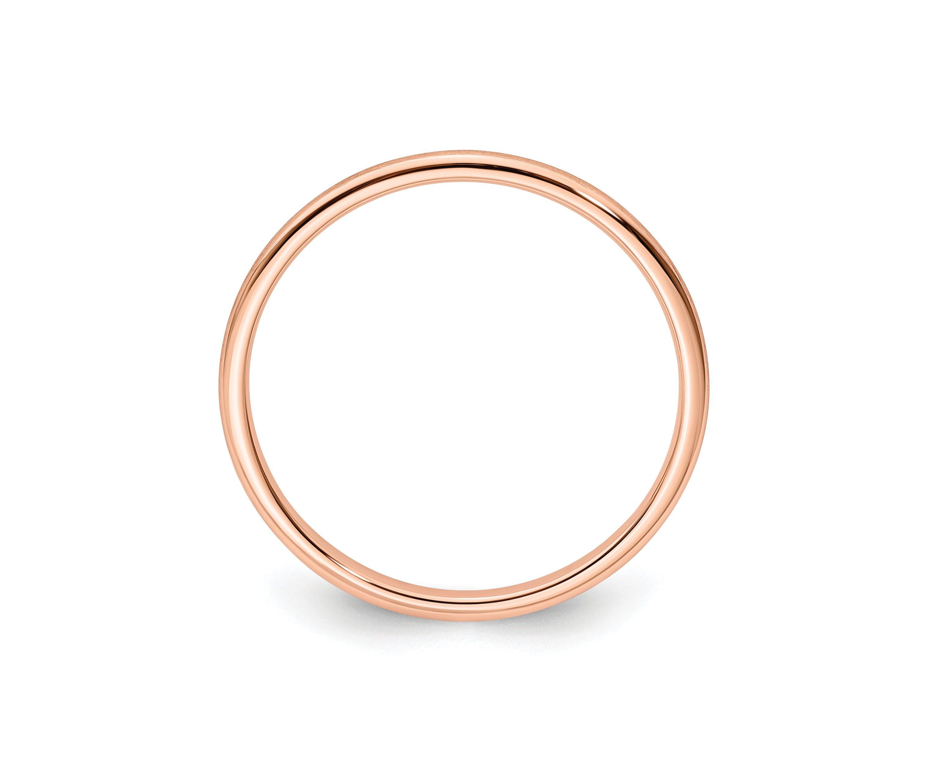 14K Gold 1.2mm Half Round Satin Stackable Band