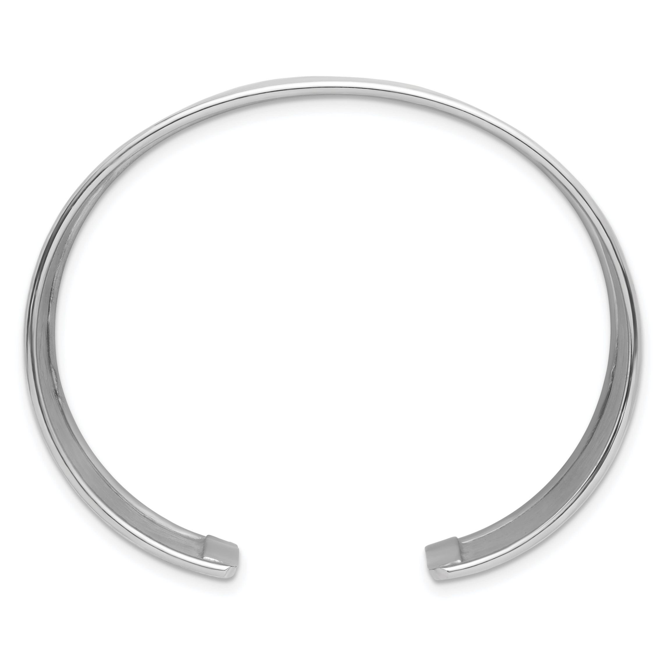 Sterling Silver Rhodium-plated 37mm Hammered Cuff Bangle
