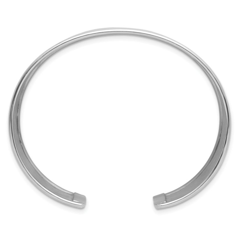 Sterling Silver Rhodium-plated 37mm Hammered Cuff Bangle