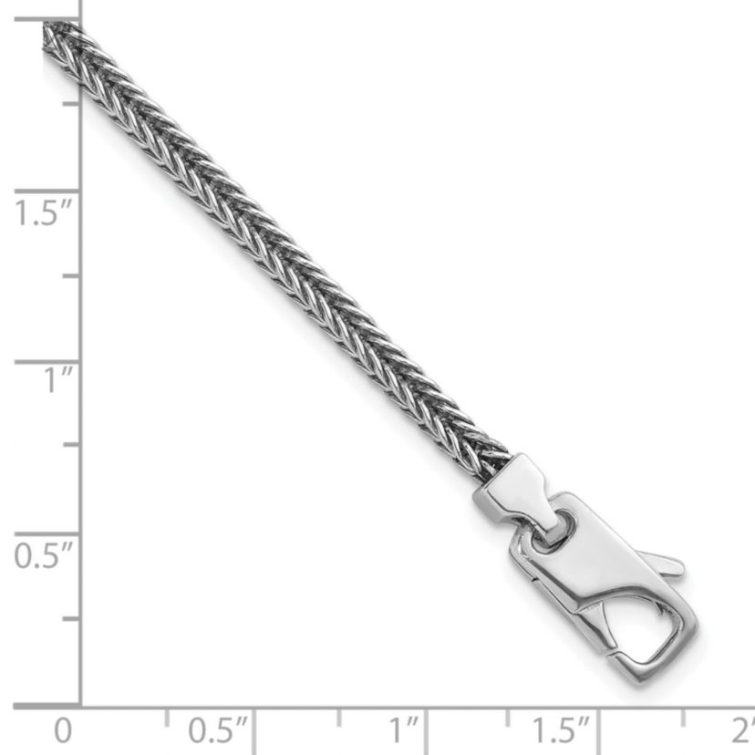 Sterling Silver Rhodium-plated Polished 3.0mm Franco 8-inch Chain Bracelet