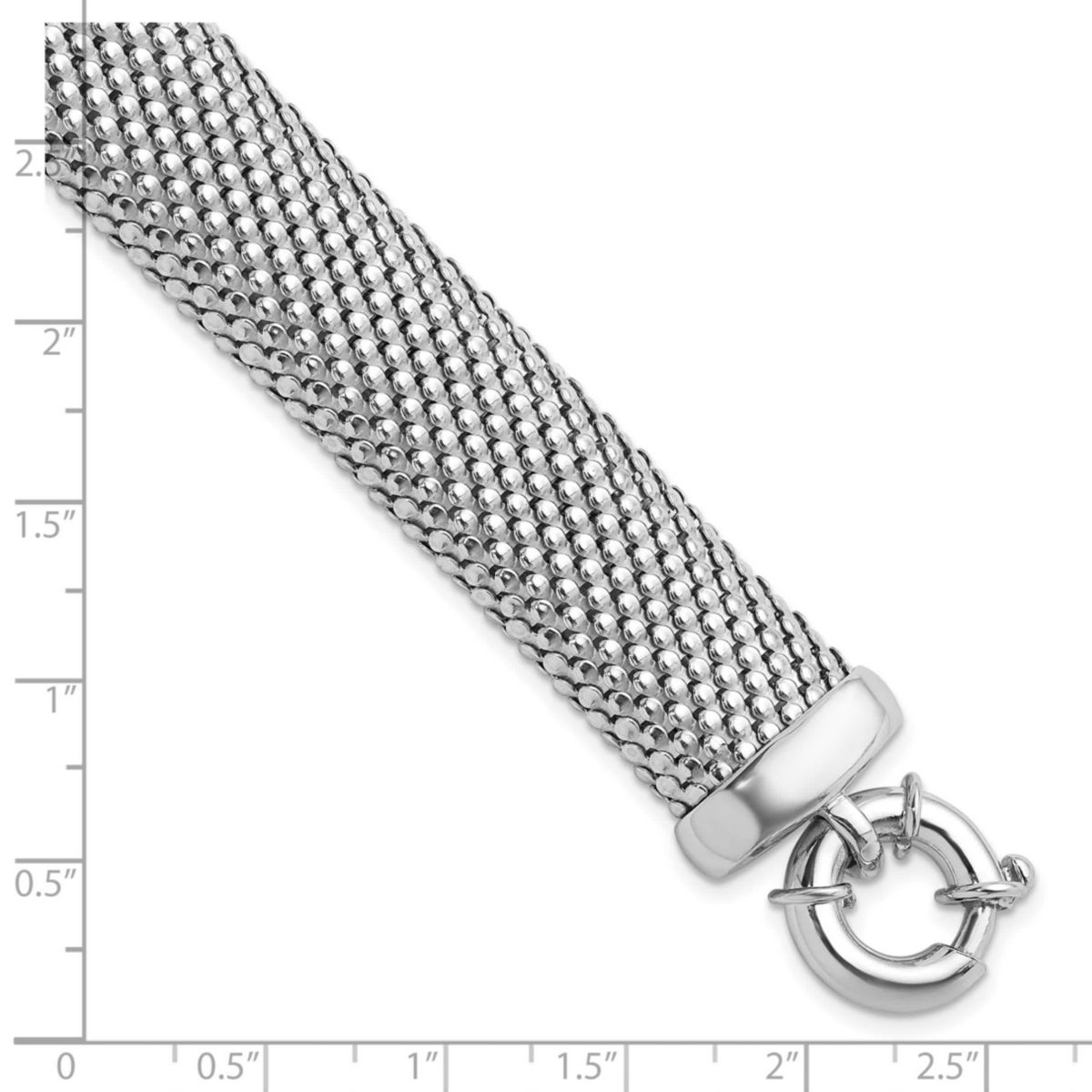 Sterling Silver Rhodium-plated Polished and Mesh Snake Texture Bracelet