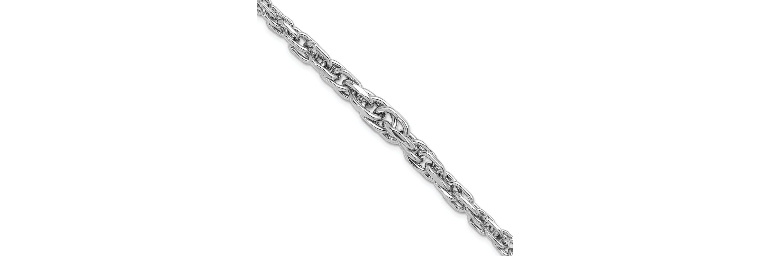 Sterling Silver Rhodium-plated Polished Graduated Link Bracelet