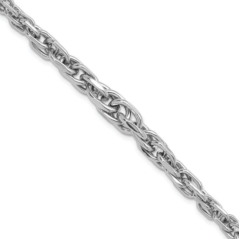 Sterling Silver Rhodium-plated Polished Graduated Link Bracelet
