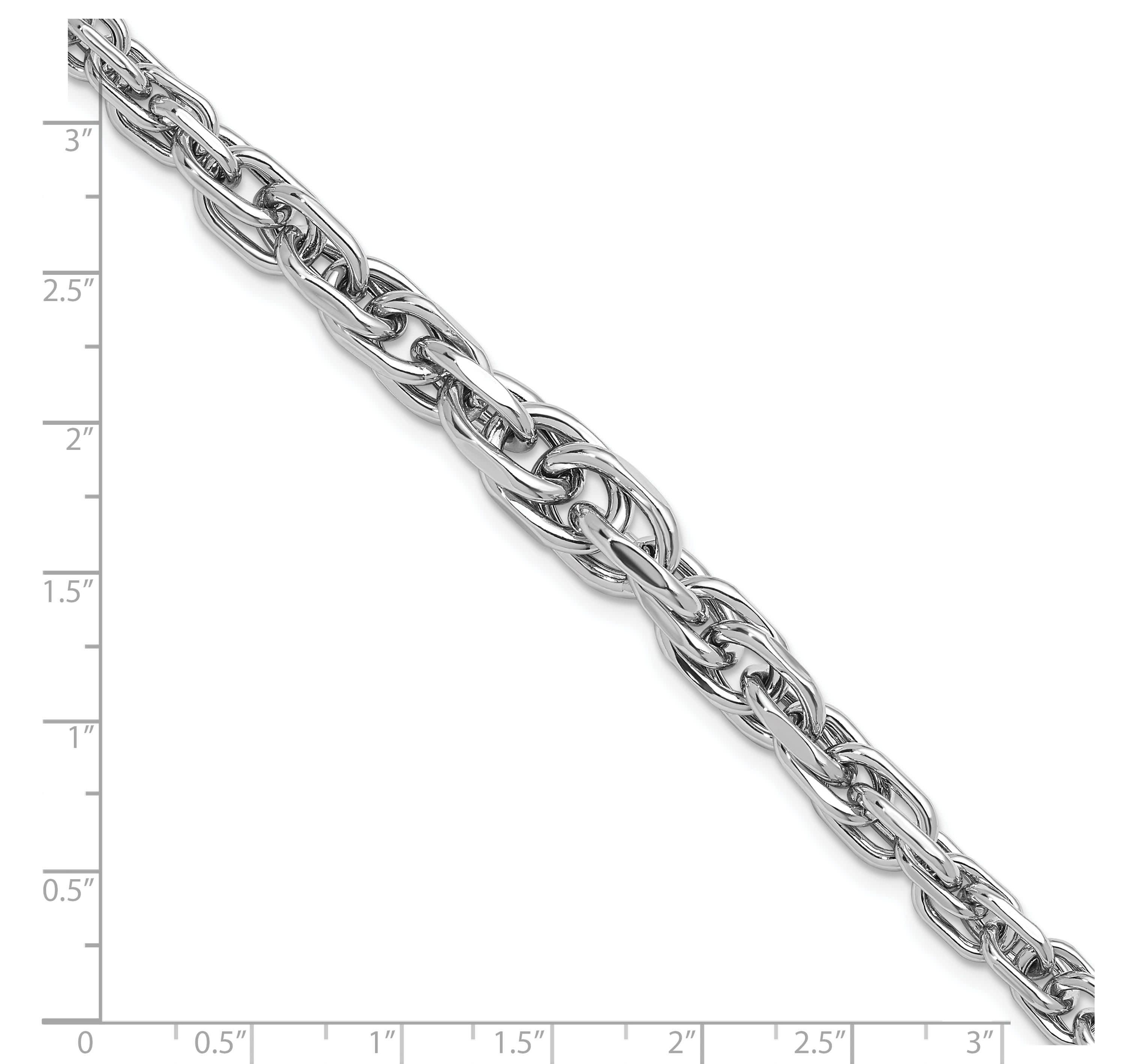 Sterling Silver Rhodium-plated Polished Graduated Link Bracelet