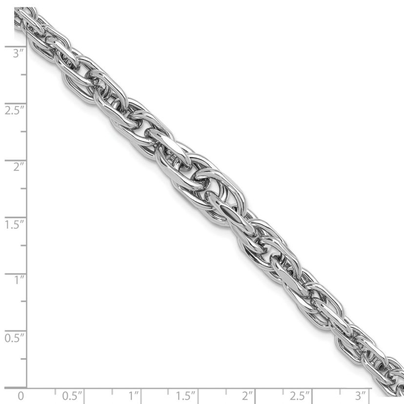 Sterling Silver Rhodium-plated Polished Graduated Link Bracelet