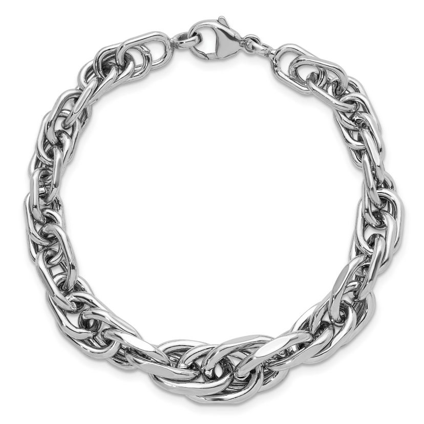 Sterling Silver Rhodium-plated Polished Graduated Link Bracelet