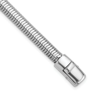 Belk & Co Sterling Silver Rhodium-plated Polished 7.65mm Oval Diamond-cut Snake Bracelet, White, 8 in