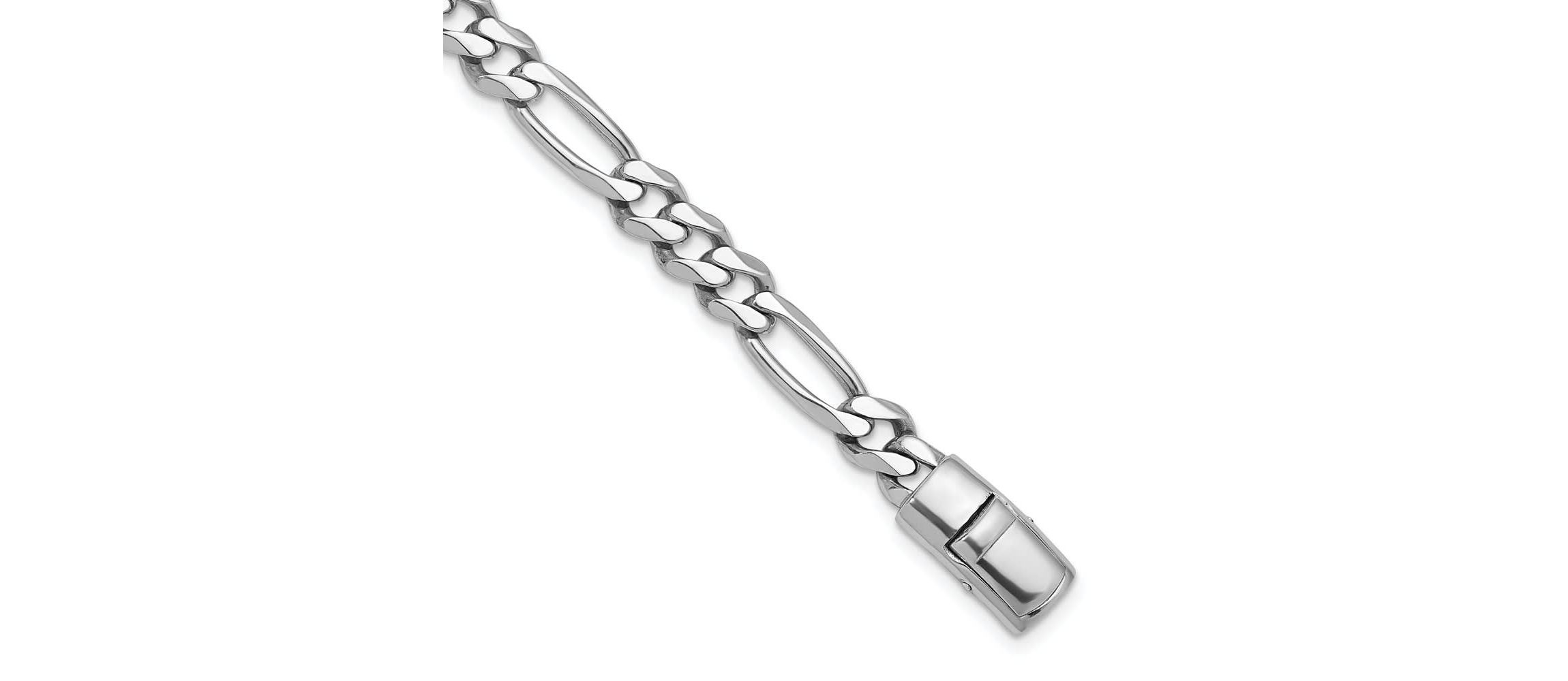 Sterling Silver Rhodium-plated Polished 8.5mm Figaro 8-inch Chain Bracelet