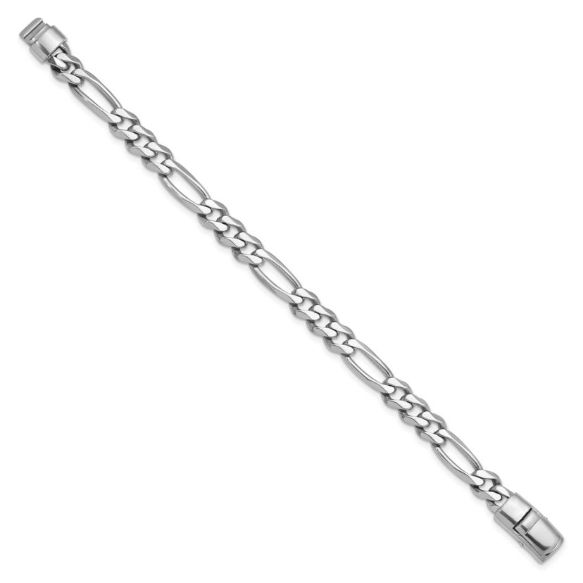 Sterling Silver Rhodium-plated Polished 8.5mm Figaro 8-inch Chain Bracelet