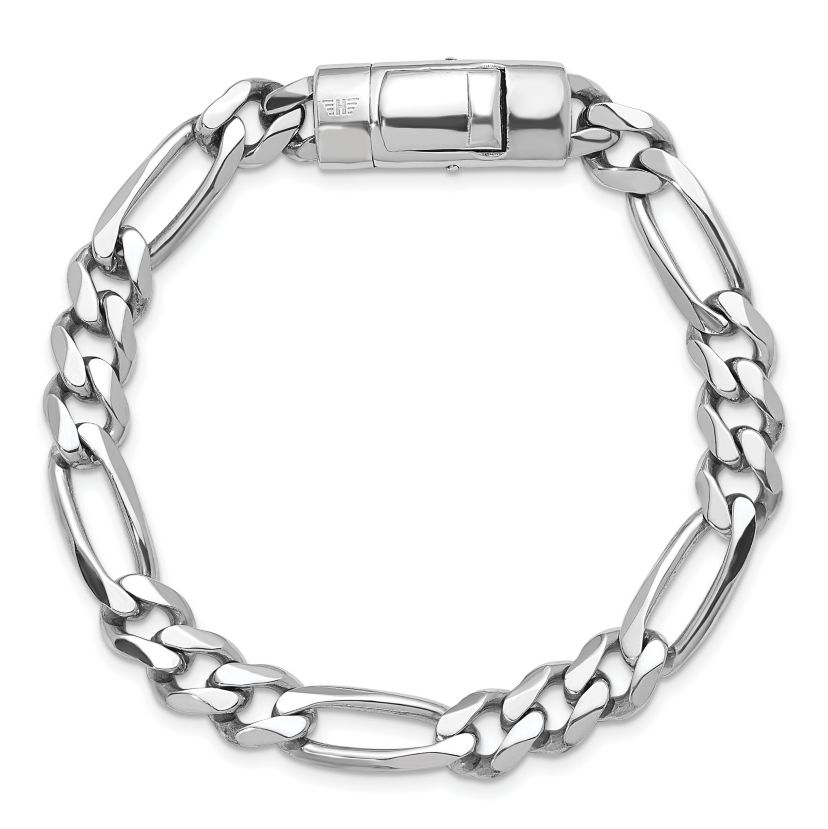 Sterling Silver Rhodium-plated Polished 8.5mm Figaro 8-inch Chain Bracelet