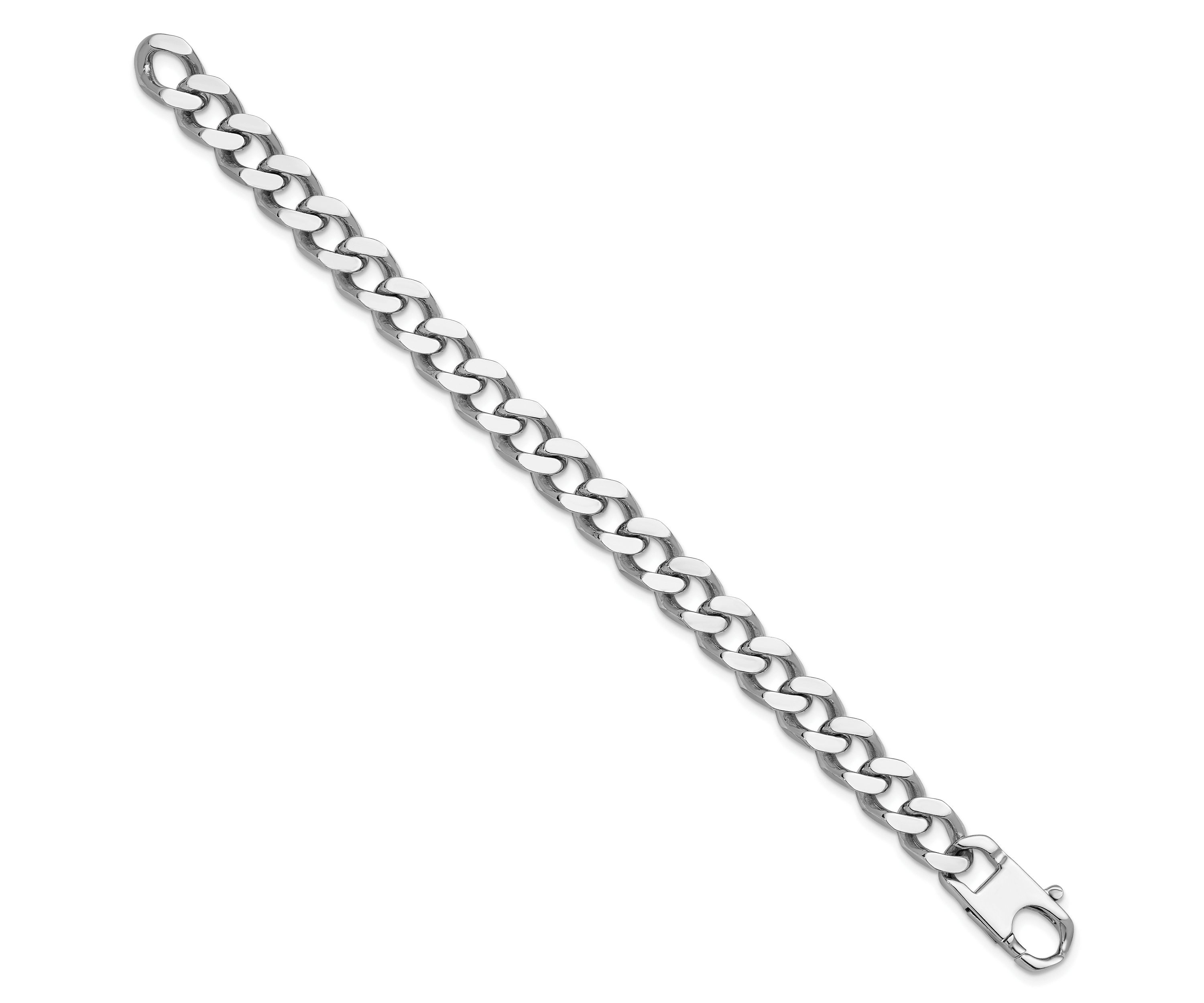 Sterling Silver Rhodium-plated Polished 10.0mm Curb 8-inch Chain Bracelet