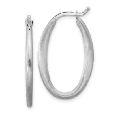 Belk & Co Sterling Silver Rhodium-plated Brushed Oval Hoop Earrings