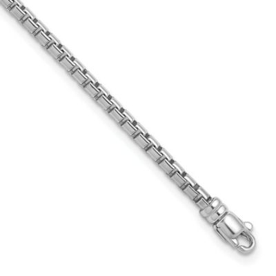Belk & Co Sterling Silver Rhodium-plated Polished 3.2mm Box 8-inch Chain Bracelet, White, 8 in