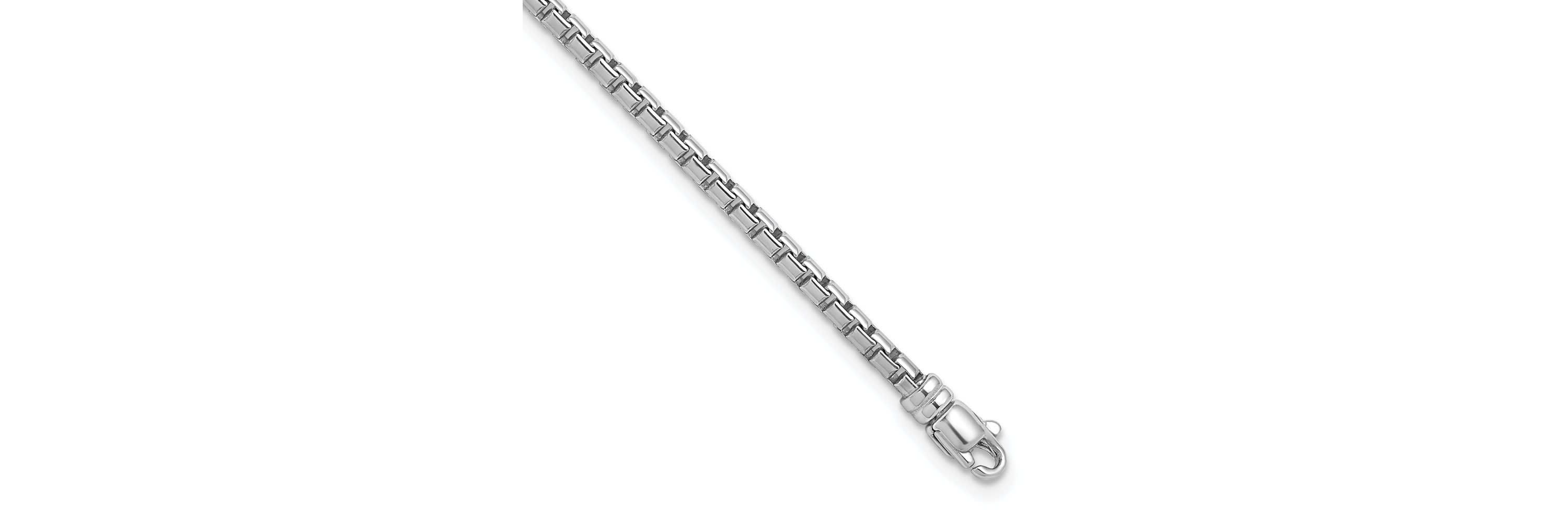 Sterling Silver Rhodium-plated Polished 3.2mm Box 8-inch Chain Bracelet
