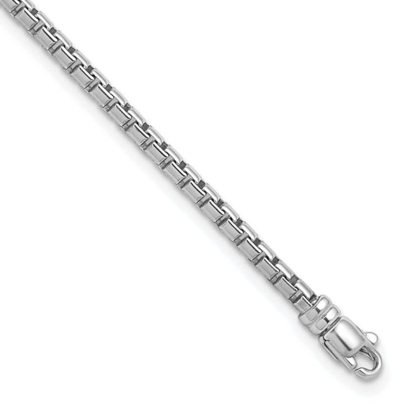 Sterling Silver Rhodium-plated Polished 3.2mm Box 8-inch Chain Bracelet