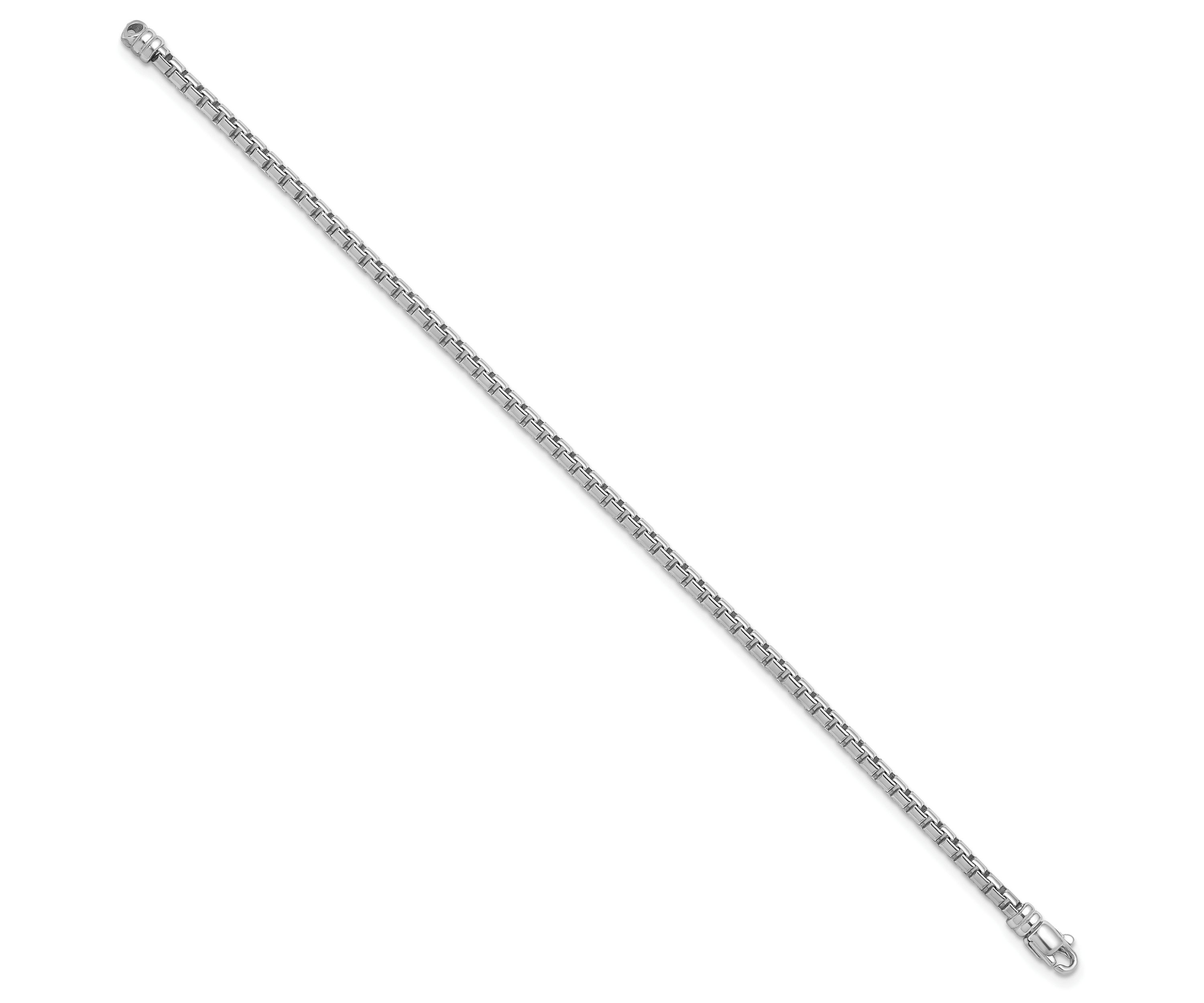Sterling Silver Rhodium-plated Polished 3.2mm Box 8-inch Chain Bracelet