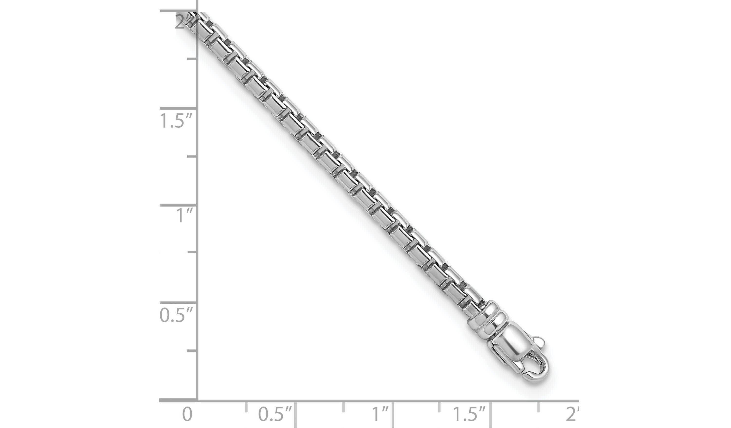 Sterling Silver Rhodium-plated Polished 3.2mm Box 8-inch Chain Bracelet