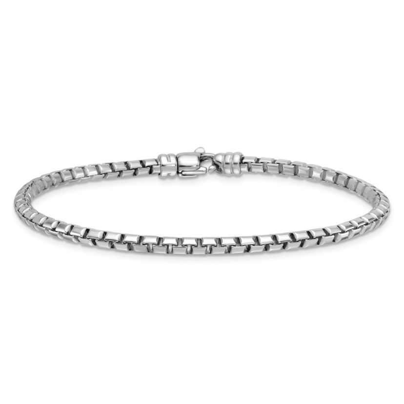 Sterling Silver Rhodium-plated Polished 3.2mm Box 8-inch Chain Bracelet