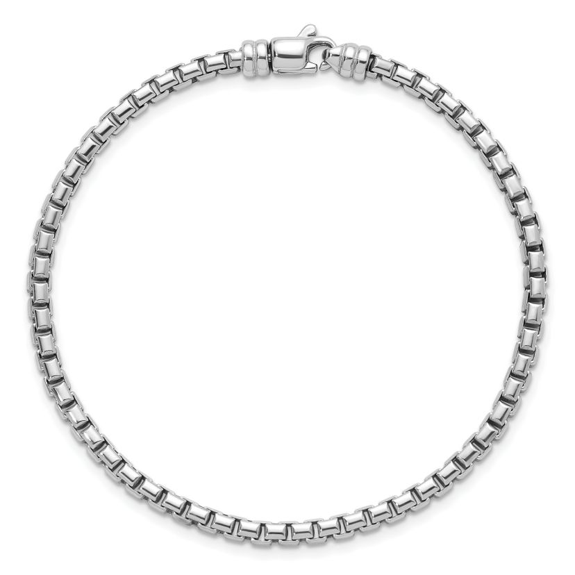 Sterling Silver Rhodium-plated Polished 3.2mm Box 8-inch Chain Bracelet